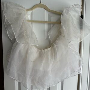 Show Me Your Mumu Rossella Ruffle Top White Organza